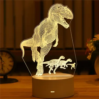 3D Akrilik Dinozor Masa Lambası Ev için çocuk Gece Lambası Doğum Günü Partisi Dekoru Aşk Ayı Şekli sevgililer Günü Başucu Lambası