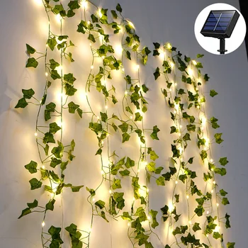 Peri ışıkları 10m 100LED /5M 50 LED güneş ışıkları akçaağaç yaprağı su geçirmez Açık Garland Güneş Lambası Noel bahçe dekorasyon için