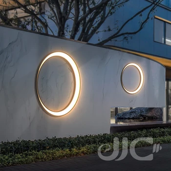 JJC LED açık alan su geçirmez projektör Peyzaj Duvar Lambası Modern Sundurma Dış Duvar Lambası Bahçe Lambası Ay Paslanmaz Çelik Duvar Aplikleri