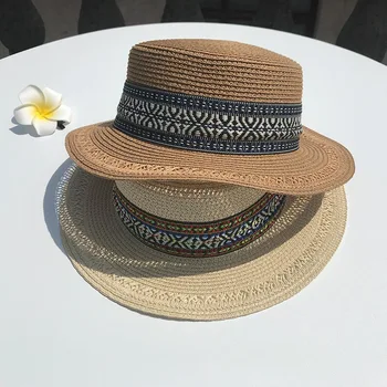 Yeni Yaz Kızlar Kadın Plaj Açık Güneş Koruyucu Rahat Moda Retro Nakış Ekleme Sadelik Süslemeleri Dokuma Kova Şapka