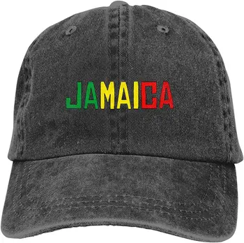 Jamaika Jamaika Bayrağı Denim Şapkalar Erkekler Kadınlar için Beyzbol Kapaklar Casquette Siyah Dört Mevsim Unisex Yetişkin Denim Şapkalar