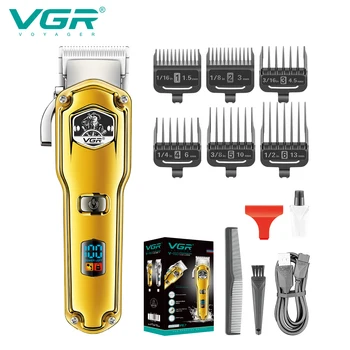 VGR Saç Düzeltici Profesyonel Saç Kesme Metal Saç Kesme Makinesi Elektrikli IPX7 Su Geçirmez Ayarlanabilir Giyotin Erkekler için V-693
