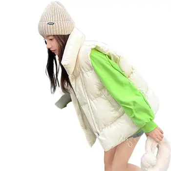 2023 Yeni Moda Sıcak Giyim Sonbahar Standı Yaka Zarif Mizaç Mont Rahat Kolsuz Kış Kadın Yelekler Ceketler