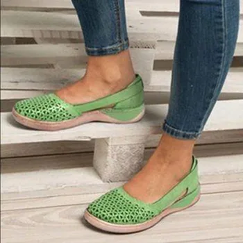 Kadın Ortopedik Sandalet Kadın 2023 Loafer'lar Oymak kadın Vintage Takozlar Üzerinde Kayma Bayanlar Rahat Yaz Sonbahar kadın ayakkabısı