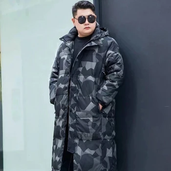 Kış erkek artı boyutu 10XL uzun kamuflaj soğuk geçirmez genişletilmiş diz aşağı ceket kirpi ceket 9xl uzun kaban erkek ceket 7XL 8XL