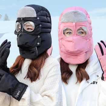 Yeni Moda Sıcak Şapka Kış Erkekler Orijinal Tasarım Kış Şapka Kadınlar İçin Su Geçirmez Kaput Şapka Gözlük Kap Eldiven Seti