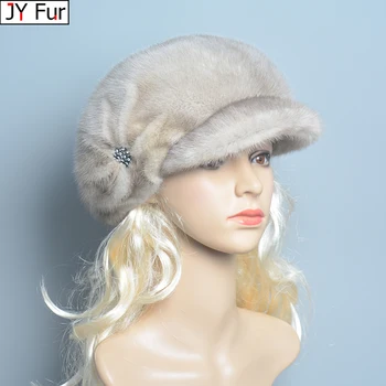 Gerçek Vizon Kürk Şapka Kadınlar Için Sıcak Rus Kış Lüks Doğal Moda Marka Çiçek Saçakları Yenilik