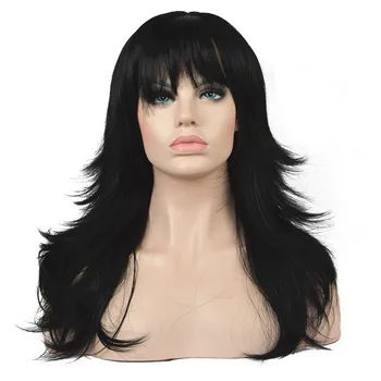 StrongBeauty Peruk Doğal Katmanlı Uzun Düz Saç Sentetik Saç Kahverengi / Siyah peruk siyah kadınlar için