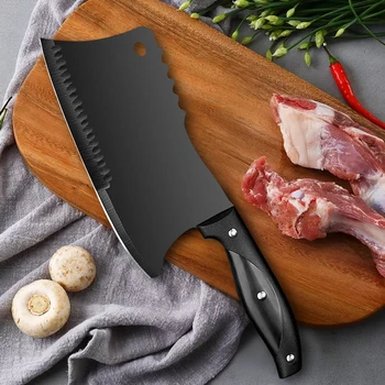 Yüksek Sertlik Mutfak Bıçakları Paslanmaz Çelik Kemik Doğrama şef bıçağı Et Sebze Dilimleme Cleaver Siyah Bıçak kasap bıçağı