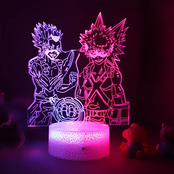 Anime My Hero Academia Bakugo Çift renkli led ışıklar yatak odası Dekor için doğum günü hediyesi Renkli İki Ton Lamba Manga MHA Bakug