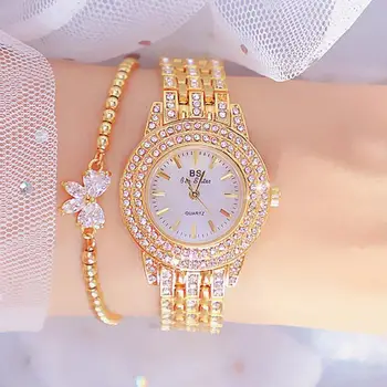 Bs Arı Kardeş İzle Kadınlar Bilezik ile Lüks Marka 2023 Elbise Altın Kadın Kol Saatleri Bayanlar Bilek saatler Montre Femme