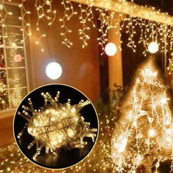 Dize İşıklar Noel Dış Dekorasyon Damla 4m Düşüş 0.3 m / 0.4 m / 0.5 m Perde Icicle Dize Led ışıkları Bahçe Partisi 220V 110V