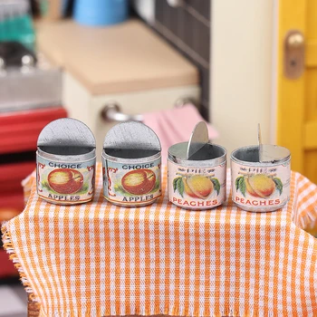 1/12 Dollhouse Mini Konserve Meyve Simülasyon Gıda Modeli Bebek Evi Dekor Aksesuarları Çocuklar Oyuncak Oyna Pretend