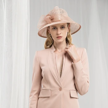 Kadın Kenevir İpliği İlmek Fedoras Şapka Zarif Tatlı Moda Bahar İngiliz Şapka Kilise Düğün Kadın Kap Ziyafet Parti Kapaklar H215