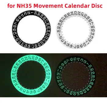 Yeşil Işıklı Saat Takvim Disk Siyah / Beyaz Tarih Gün Tekerlek Disk İzle Modifikasyon Parçası, sadece NH35 Hareket Aksesuarları