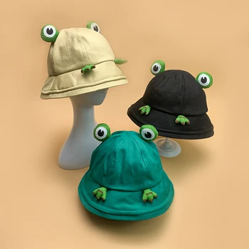 Yeni Kawaii Kurbağa Komik Erkek Kadın Kova Şapka Pamuk Karikatür Japon Yumuşak Balıkçı Kapaklar Sokak Kızlar Güneş Koruyucu Taşınabilir Plaj