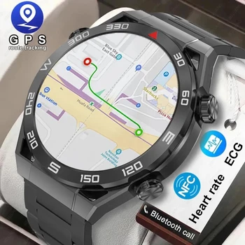 Huawei Xiaomi için NFC Akıllı İzle Erkekler GPS İzci AMOLED 454 * 454 HD Ekran Kalp Hızı EKG + PPG Bluetooth Çağrı SmartWatch 2023 Yeni