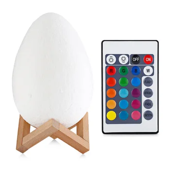 3D baskı yumurta şekli ışık 16 açık renkler Usb gece lambası pil ile uzaktan kumanda yatak odası oturma odası için parti