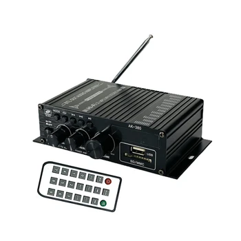 AK380 Hifi Ses Ev Dijital Amplifikatörler Araba Ses Bas Güç Bluetooth Amplifikatör FM USB SD Radyo Subwoofer Hoparlörler