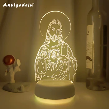 3D LED Görüş İsa Mesih Lamba Bebek Uyku Başucu Masa Aydınlatma Renk Değiştirme Gece Lambası noel hediyesi Dekor Luminaria