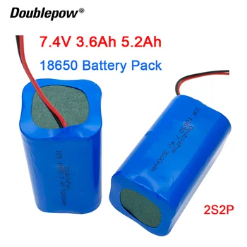 Doublepow 7.4 V 18650 lityum pil 3600 mAh / 5200 mAh şarj edilebilir pil paketi megafon hoparlör koruma levhası + XH-2P Fiş