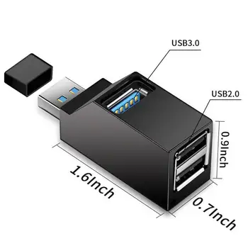 Ultra Kompakt USB 2.0 3-Port USB Hub Splitter Yüksek Hızlı Dizüstü PC için USB bellek Sürücüler Klavye Fare