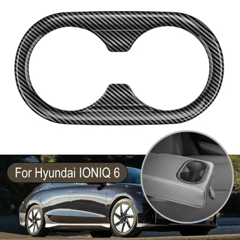 1x Marka Yeni Karbon Fiber ABS İç Arka Su Bardağı Tutucu Kapak Trim Hyundai IONİQ 6 2022 + Doğrudan Montaj İçecekler Tutucular