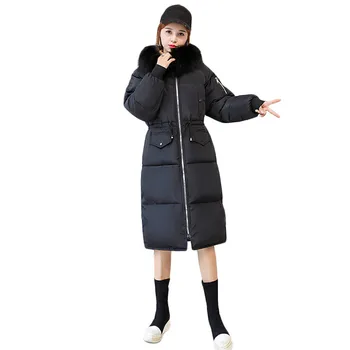 Kış Ceket Kadınlar Güzel Sonbahar Pop Aşağı Pamuk Ceketler Siyah Artı Boyutu Gevşek Bej Kalın Sıcaklık Kürk Kapşonlu Parkas Feminina LD1461