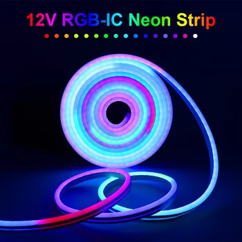 12V RGB Neon Şerit LED Adreslenebilir Rüya Renk Neon şerit ışık IP67 su Geçirmez Yüzme Havuzu LED Neon Bant İle Çalışmak Akıllı App