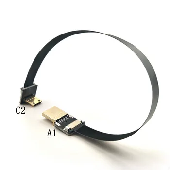 FPV Mini HDMI uyumlu Adaptör 90 Derece Açı FPC Şerit Düz HDMI Kablosu Pitch 20pin Hava Fotoğrafçılığı için 5cm-80cm