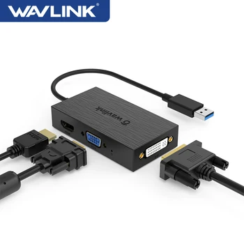 Wavlink USB3. 0 Çift 2K Ekran Adaptörü USB HDMI Uyumlu VGA DVI Full HD USB Çoklu Monitör Adaptörü Windows Mac OS İçin