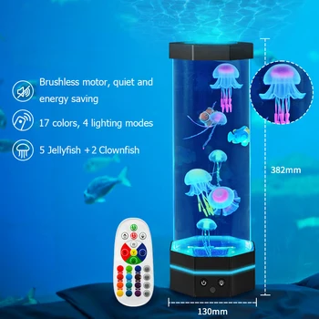 Yaratıcı denizanası ışık Led akvaryum gece lambası 16 renk değiştirme uzaktan kumanda Relax başucu masa lambası ev yatak Odası için