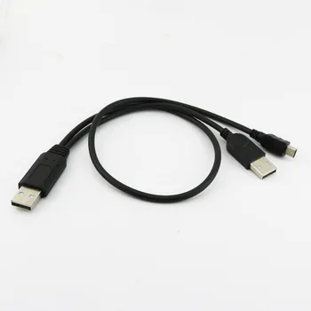 1 adet USB-Y 2-Port USB A Erkek Mini B 5Pin Veri Güç Kablosu Sabit Disk HDD Durumda