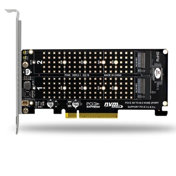 PCI - E X8 X16 Çift Disk Aktarım Kartı NVME M. 2 MKEY SSD RAID Dizisi Genişleme Adaptörü Anakart PCI-E 3.0 4.0