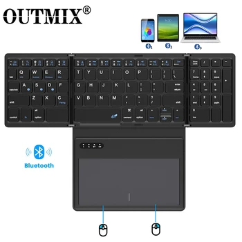 Katlanabilir Bluetooth dokunmatik panelli kablosuz klavye Ultra İnce Cep Katlanır Klavye için Windows / Android / IOS / OS / HMS Tablet PC