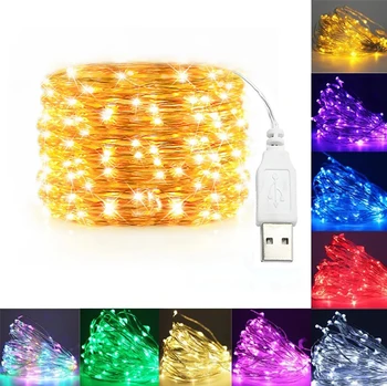 USB LED Dize ışıkları 3/5 / 10M Peri İşıklar Noel Süslemeleri Bakır Tel Lamba Dize Düğün Garland Parti Su Geçirmez