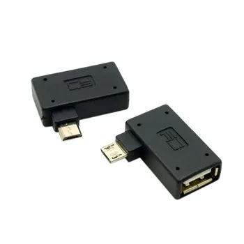 CYSM 2 adet 90 Derece Sol ve Sağ Açılı mikro USB 2.0 OTG Ana Bilgisayar Adaptörü için USB Güç ile cep telefonu ve Tablet