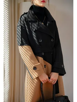 Marka Ünlü Bayanlar Sıcak Boy Gerçek Yün Palto Lüks Zarif Kadın Kuzu Giyim 6008