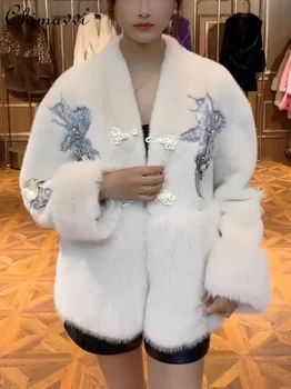 Moda Kürk Uzun Uykulu kadın Ceket Avrupa Tarzı Sıcak Eğlence Çağdaş Faux Ceketler 2023 Kış Yeni Kadınsı Mont