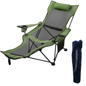 VEVOR Uzanmış Katlanır kamp sandalyesi 330lbs Kapasiteli, yeşil dış mekan mobilyası kamp sandalyesi plaj sandalyesi Katlanabilir Sandalye