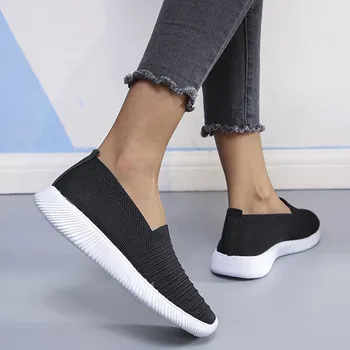 Kadın vulkanize ayakkabı Daireler Üzerinde Kayma Bayanlar Rahat Nefes Örgü Yürüyüş Sneakers Kadın zapatillas de mujer