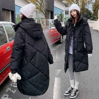 Kore kadın şişme ceket kadınlar Kalınlaşmak Tüy Mont kadın ceketi Gevşek Uzun Aşağı Palto Kış kadın Soğuk Ceket balon ceket