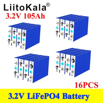 44 adet LiitoKala yüksek kapasiteli Derin döngüsü Lifepo4 3.2 V 105Ah Pil için 12v 24v 48V li - ion pil şarj edilebilir pil Paketi