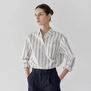R0W Marka kadın Gömlek Yaka Şerit Tasarım Moda Ceketler 2023 İlkbahar Yaz Yeni Tasarım Uzun Kollu Gömlek Kadınlar İçin