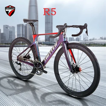 TWİTTER Holografik R5 RIVAL-22S Kırma Rüzgar Yarış T800 karbon fiber yol bisikleti 700C tam iç yönlendirme disk frenler bisiklet