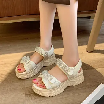 Kadın Sandalet Yaz Ayakkabı 2023 Sopa platform ayakkabılar Peep-toe kadın Flats Rahat Moda Sandalias Mujer Zapatillas Ayakkabı