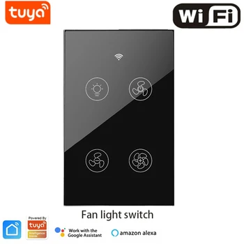 Wifi akıllı Fan ışık temperli cam dokunmatik anahtarı Graffiti App akıllı kontrol desteği Alexa ses kontrolü AC110V 220V