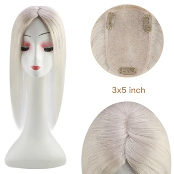 Tam Parlaklık Saç Topper Ombre 3x5 inç Makine Remy saç parçası Klipleri İle 150 % Yoğunluk İnsan Saçı Mono Taban Saç Topper Kadın İçin