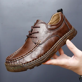 Yeni Lüks Marka Deri Erkek rahat ayakkabılar El Yapımı Yumuşak deri makosenler Nefes sürüş ayakkabısı Moccasins Sneakers Artı Boyutu 48