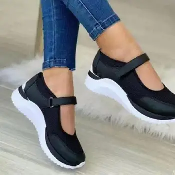 Kama Sneakers Hafif Nefes Artı Boyutu Örgü Raptiye Bant Kama Sneakers Kadın Aksesuar spor ayakkabılar rahat ayakkabılar